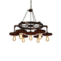 Industrial Retro Style Gear 7 Light Rustic Chandelier for Farmhouses and Restaurants - Serene Luminaire