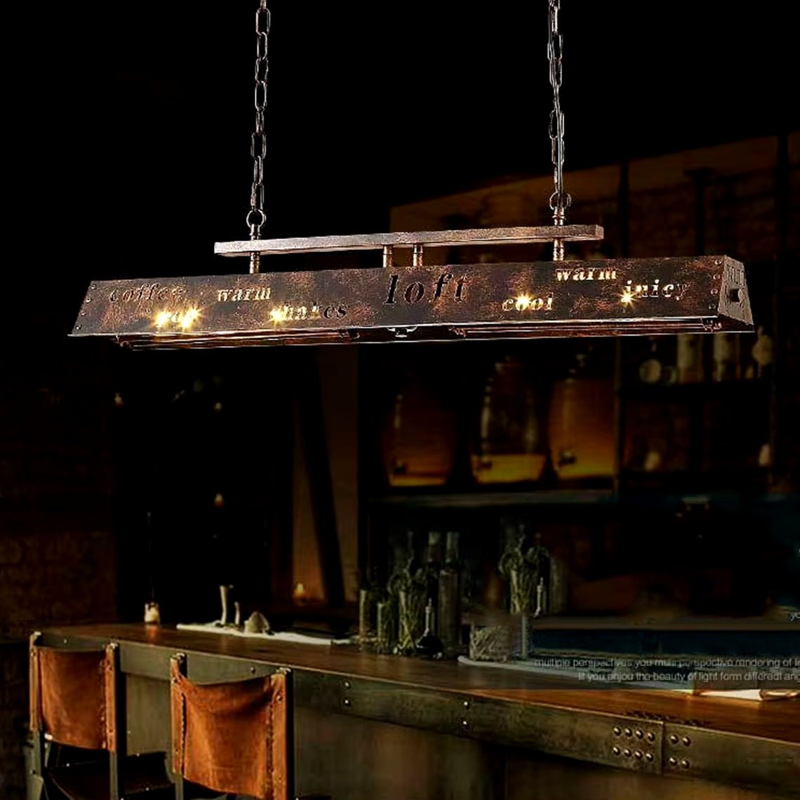 Industrial Rustic Rectangular Loft Cabin Chandelier - Serene Luminaire