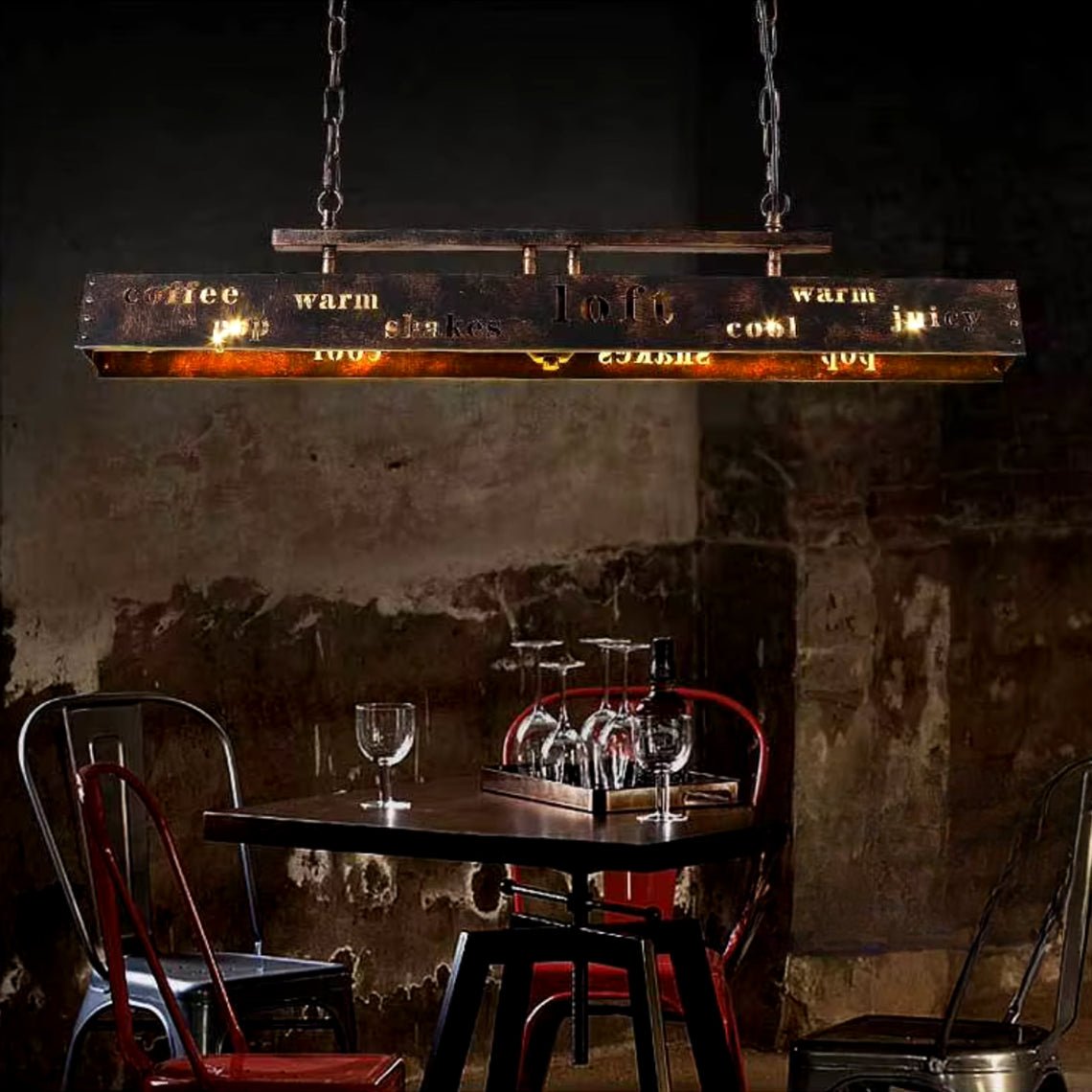 Industrial Rustic Rectangular Loft Cabin Chandelier - Serene Luminaire