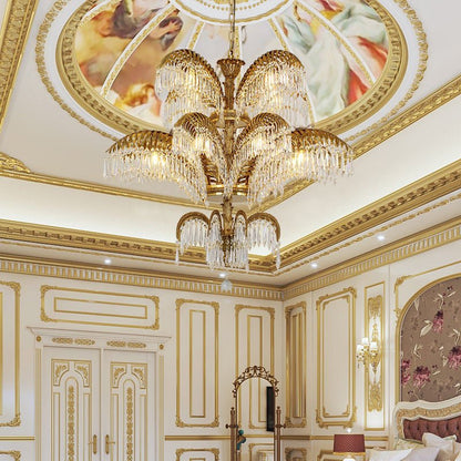 Le Grand Palmier Three - Tiered Crystal Palm Chandelier - Serene Luminaire