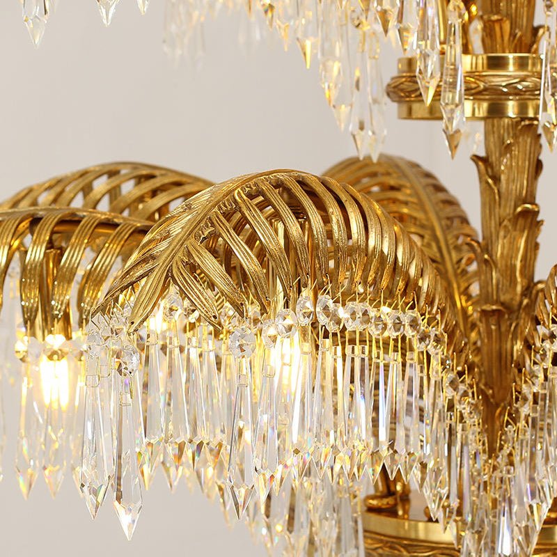Le Grand Palmier Three - Tiered Crystal Palm Chandelier - Serene Luminaire