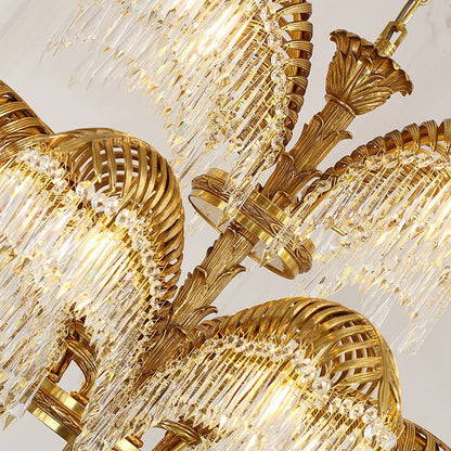 Le Grand Palmier Three - Tiered Crystal Palm Chandelier - Serene Luminaire