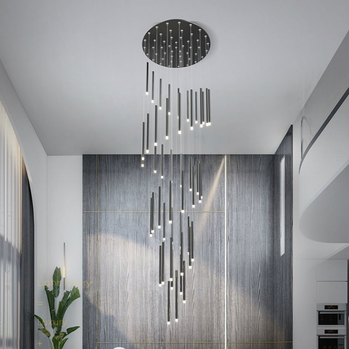 Leo 30 - Lights Large Black Chandeliers for High Ceilings - Serene Luminaire