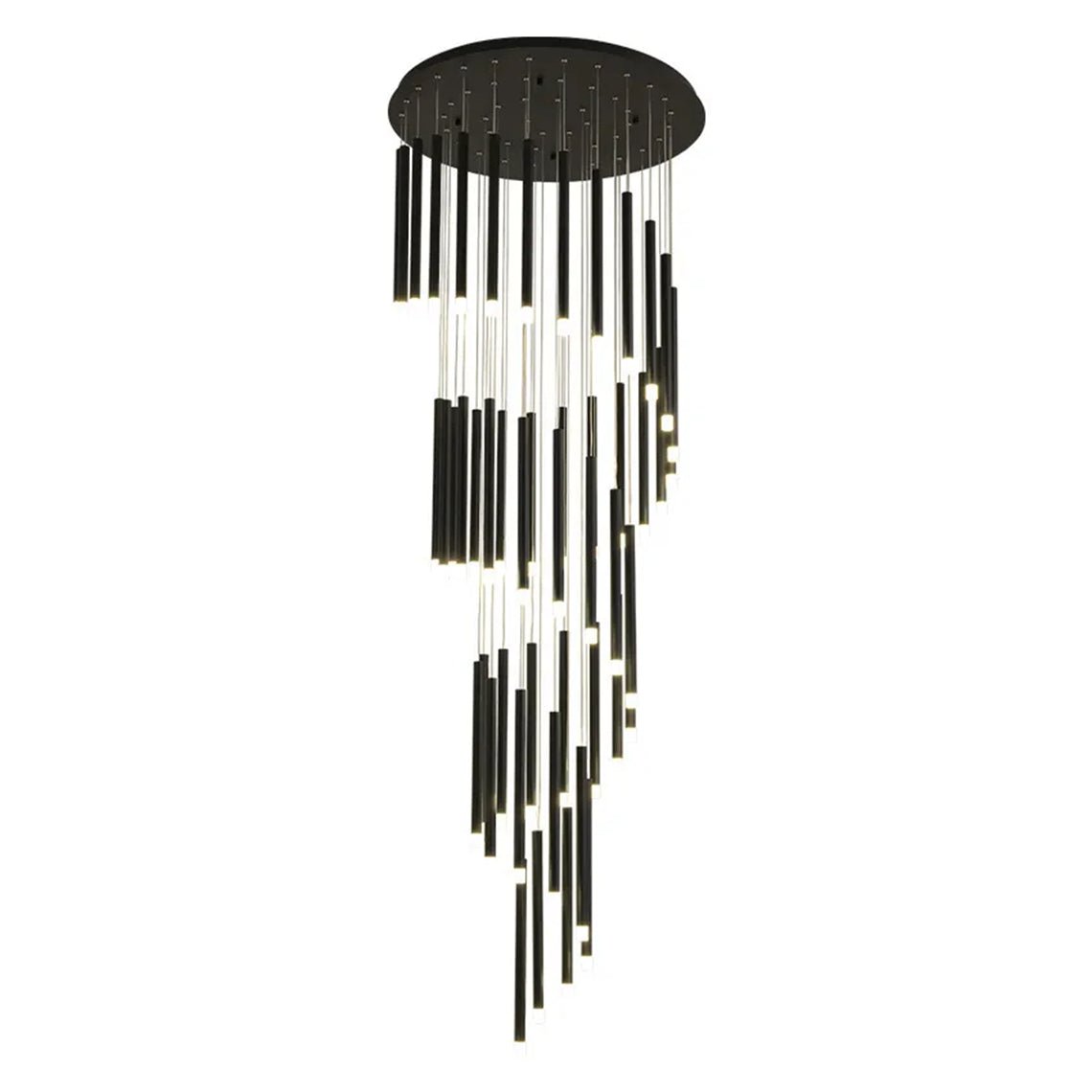 Leo 30 - Lights Large Black Chandeliers for High Ceilings - Serene Luminaire