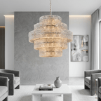 Luce Strata Tiered Round Glass Chandelier - Serene Luminaire