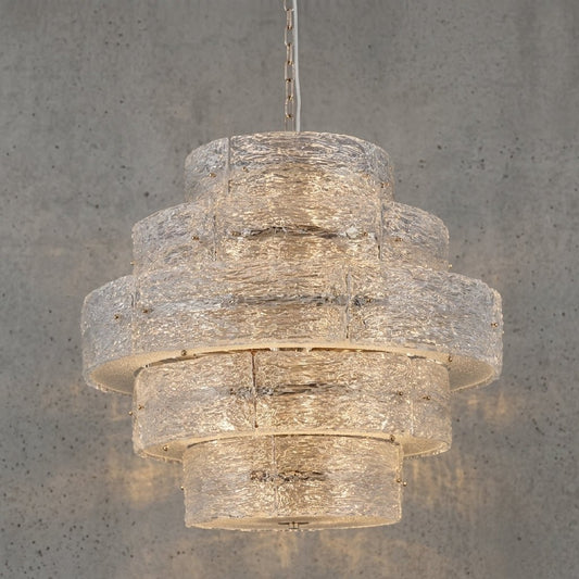 Luce Strata Tiered Round Glass Chandelier - Serene Luminaire