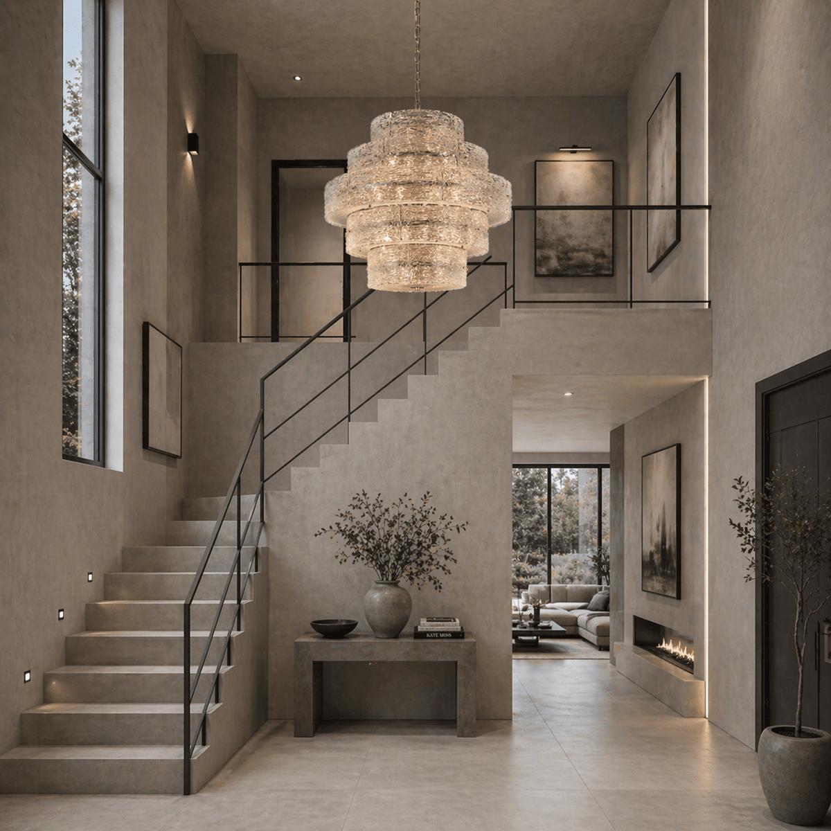 Luce Strata Tiered Round Glass Chandelier - Serene Luminaire