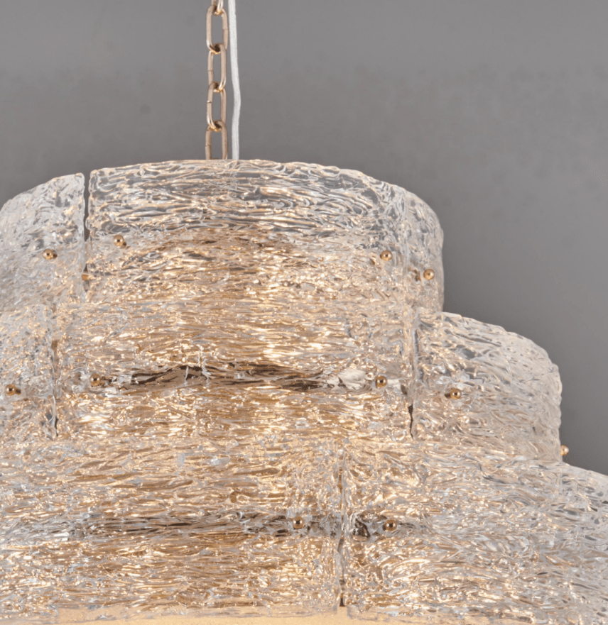 Luce Strata Tiered Round Glass Chandelier - Serene Luminaire