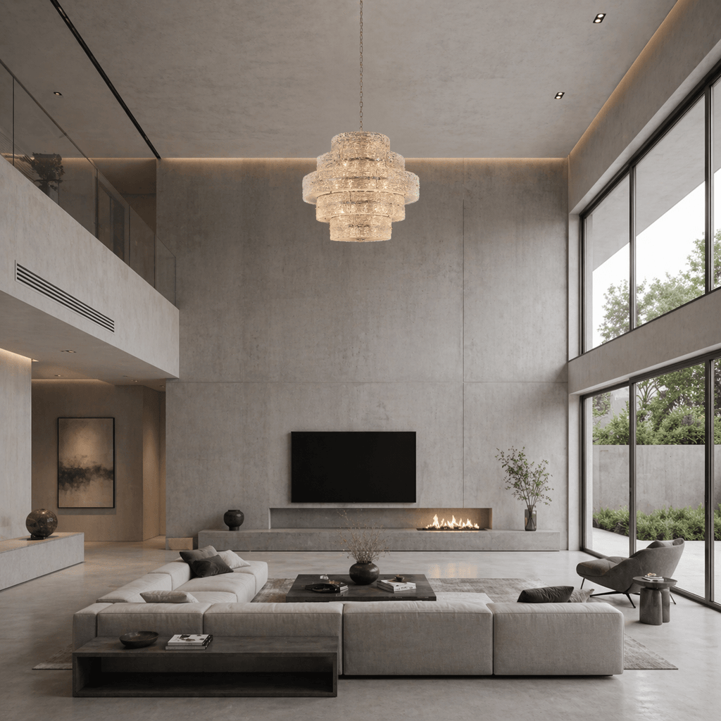 Luce Strata Tiered Round Glass Chandelier - Serene Luminaire