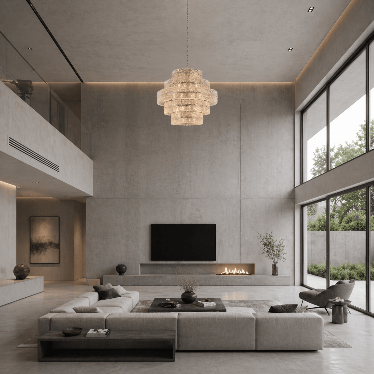 Luce Strata Tiered Round Glass Chandelier - Serene Luminaire