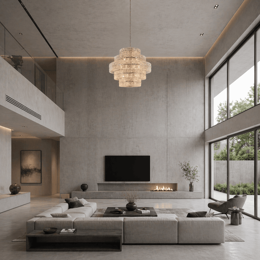 Luce Strata Tiered Round Glass Chandelier - Serene Luminaire