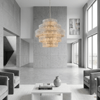 Luce Strata Tiered Round Glass Chandelier - Serene Luminaire