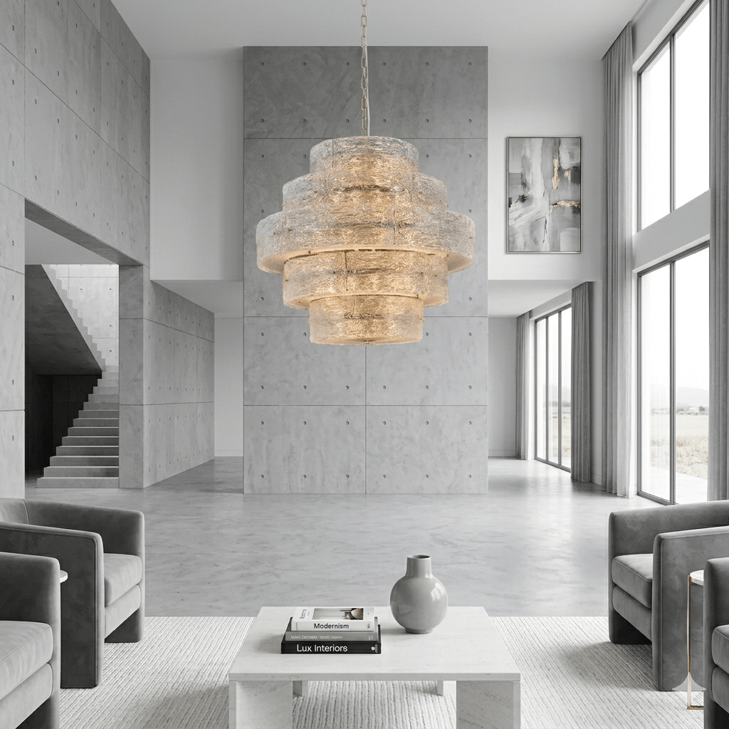 Luce Strata Tiered Round Glass Chandelier - Serene Luminaire