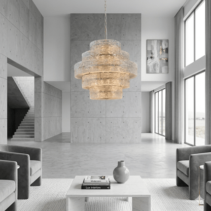 Luce Strata Tiered Round Glass Chandelier - Serene Luminaire