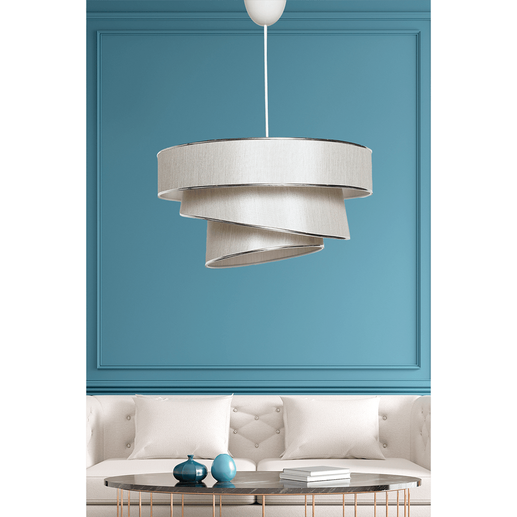 Lumière Cylindrique 16" White & Gold Tiered Drum Shade Chandelier - Serene Luminaire