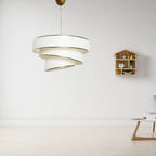 Lumière Cylindrique 16" White & Gold Tiered Drum Shade Chandelier - Serene Luminaire