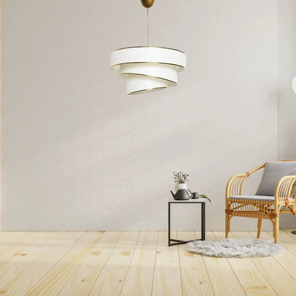 Lumière Cylindrique 16" White & Gold Tiered Drum Shade Chandelier - Serene Luminaire