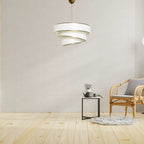 Lumière Cylindrique 16" White & Gold Tiered Drum Shade Chandelier - Serene Luminaire