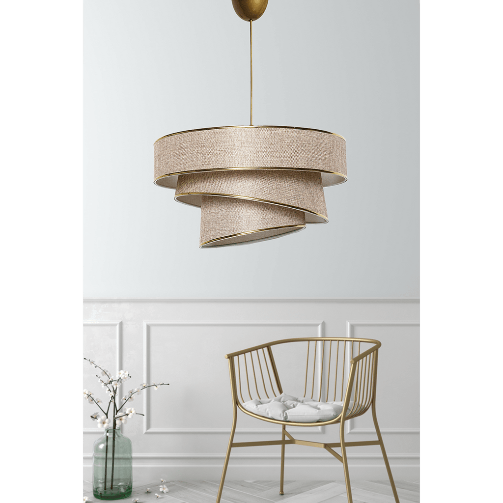 Lumière Cylindrique 16" White & Gold Tiered Drum Shade Chandelier - Serene Luminaire