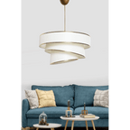 Lumière Cylindrique 16" White & Gold Tiered Drum Shade Chandelier - Serene Luminaire