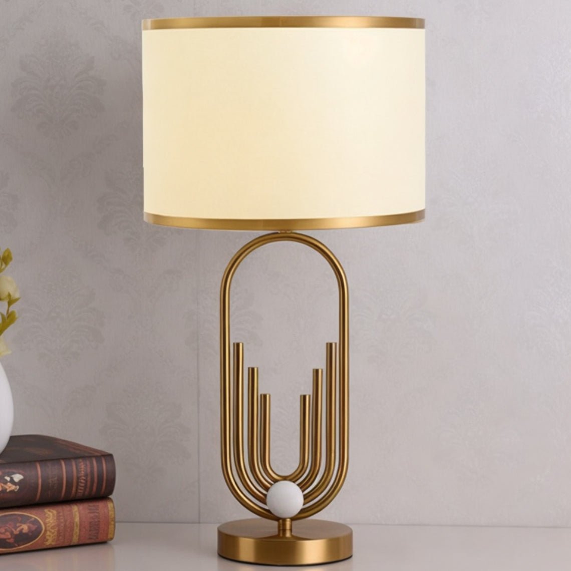 Magdalene Decorative 30" Golden Shallow Drum Modern Table Lamp - Serene Luminaire