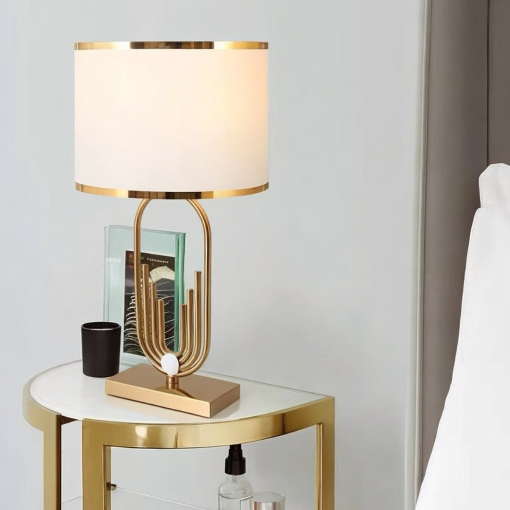 Magdalene Decorative 30" Golden Shallow Drum Modern Table Lamp - Serene Luminaire