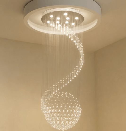 Modern Staircase Chandelier Crystal Balls Dimming Light Hanging Chandelier - Serene Luminaire