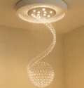 Modern Staircase Chandelier Crystal Balls Dimming Light Hanging Chandelier - Serene Luminaire
