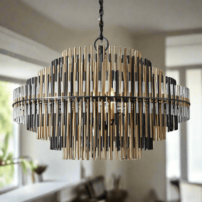 Orion Modern Round Rods Chandelier for Villa and Living Room - Serene Luminaire