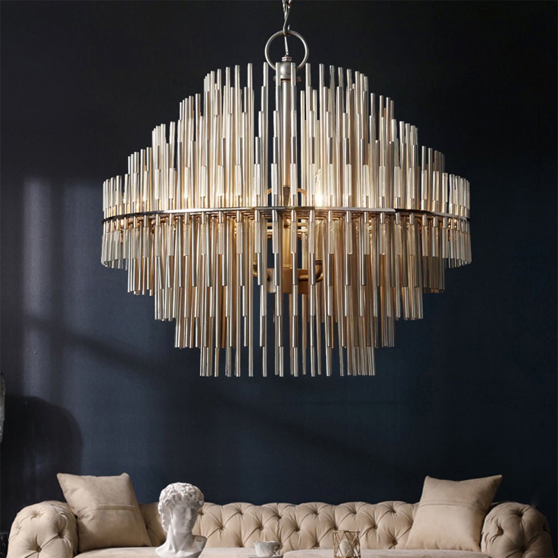 Orion Modern Round Rods Chandelier for Villa and Living Room - Serene Luminaire