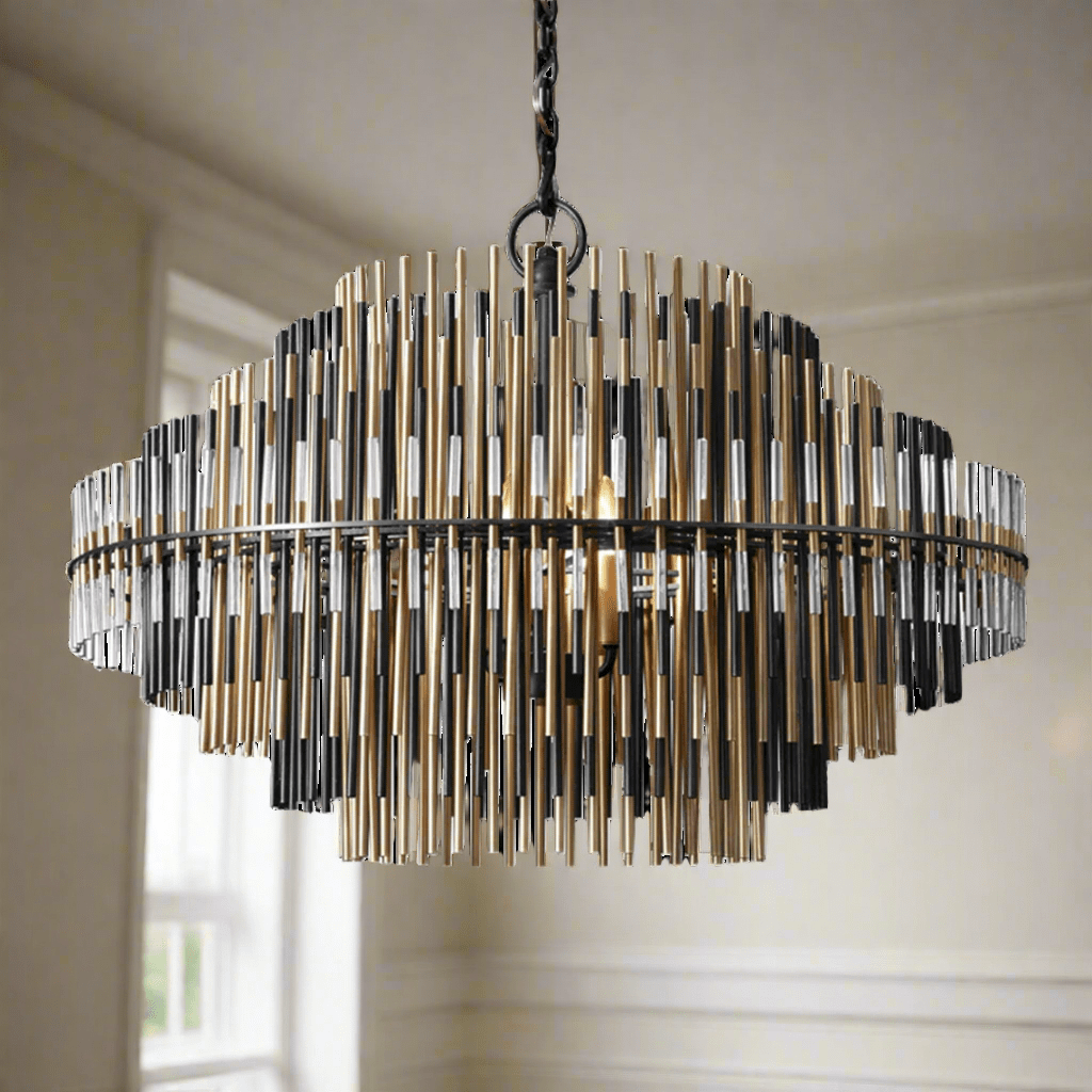 Orion Modern Round Rods Chandelier for Villa and Living Room - Serene Luminaire