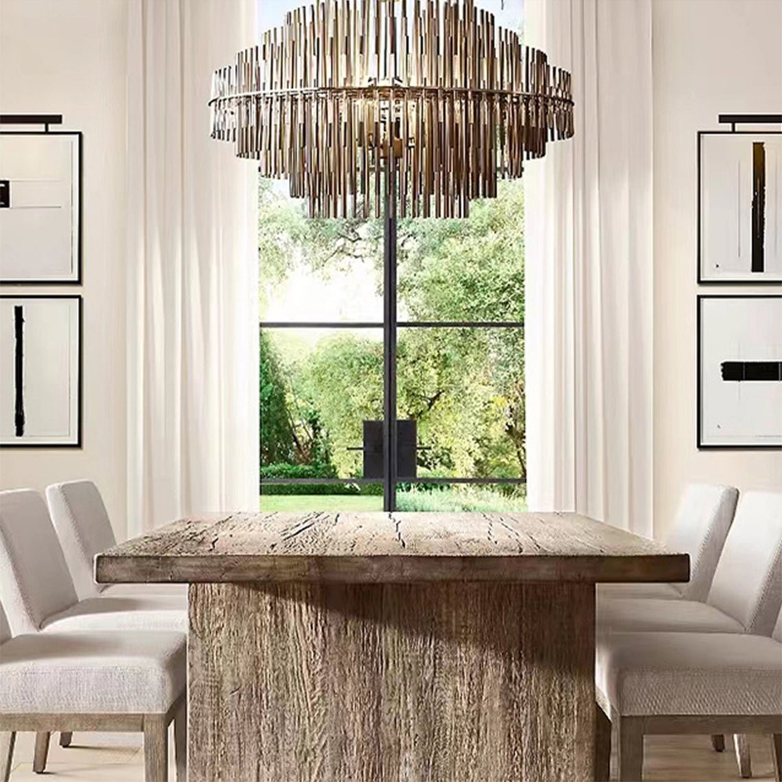 Orion Modern Round Rods Chandelier for Villa and Living Room - Serene Luminaire