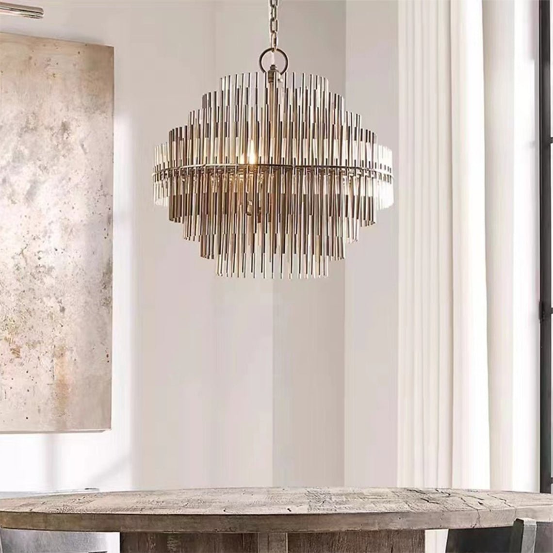 Orion Modern Round Rods Chandelier for Villa and Living Room - Serene Luminaire