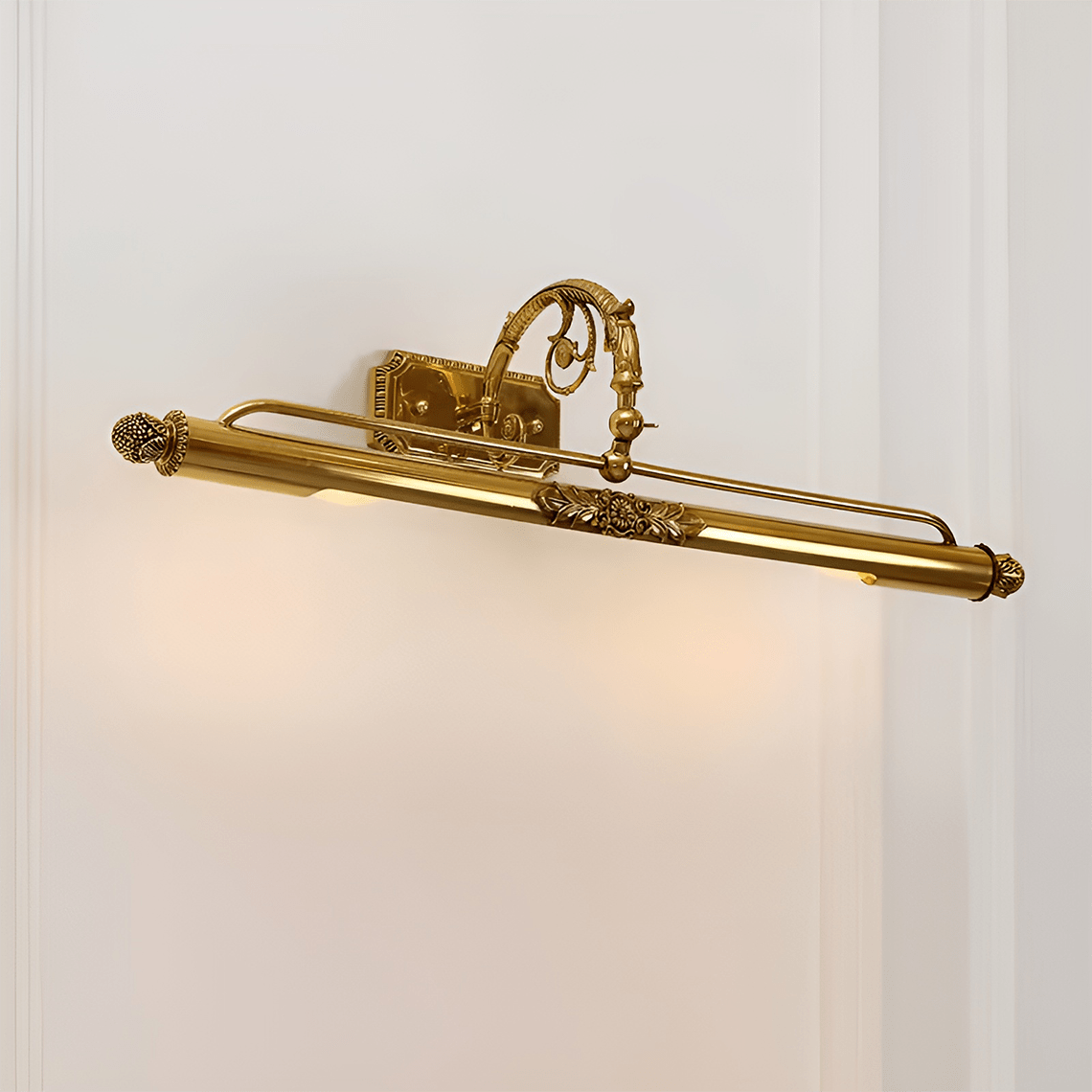 Ornate Gold Brass Mirror Sconce Bathrooom Vanity Light - Serene Luminaire