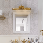 Ornate Gold Brass Mirror Sconce Bathrooom Vanity Light - Serene Luminaire