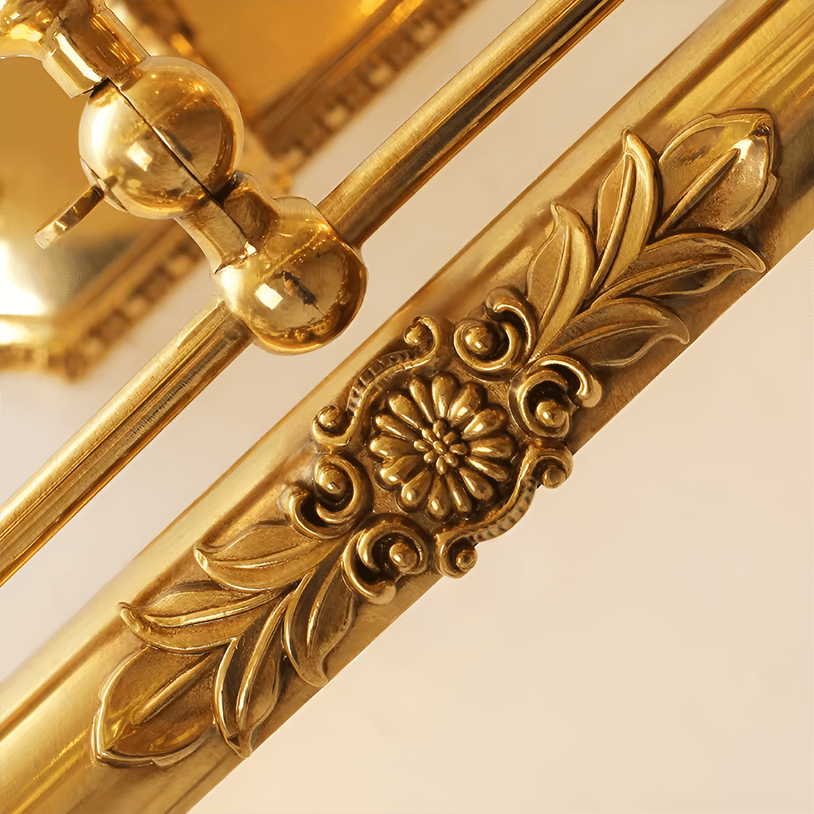 Ornate Gold Brass Mirror Sconce Bathrooom Vanity Light - Serene Luminaire