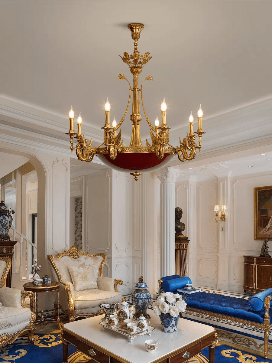 Seraphic Mermaid Gold Candelabra Chandelier - Serene Luminaire