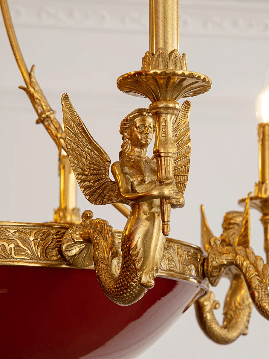 Seraphic Mermaid Gold Candelabra Chandelier - Serene Luminaire
