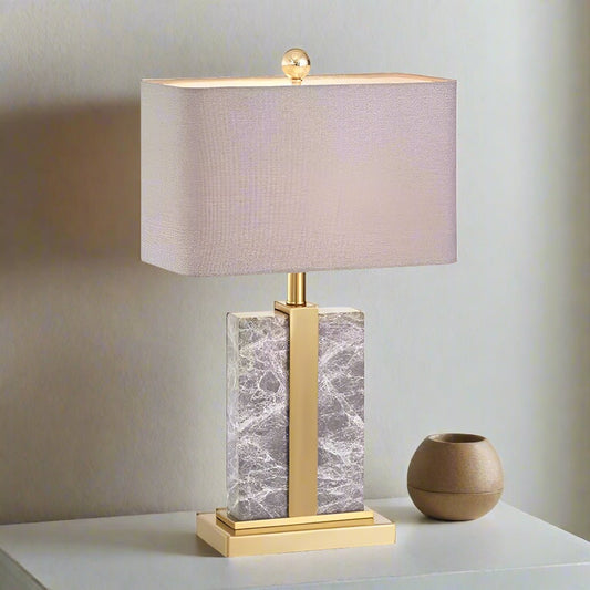 Serene Home 24" Modern Rectangular Grey Marble Table Lamp - Serene Luminaire