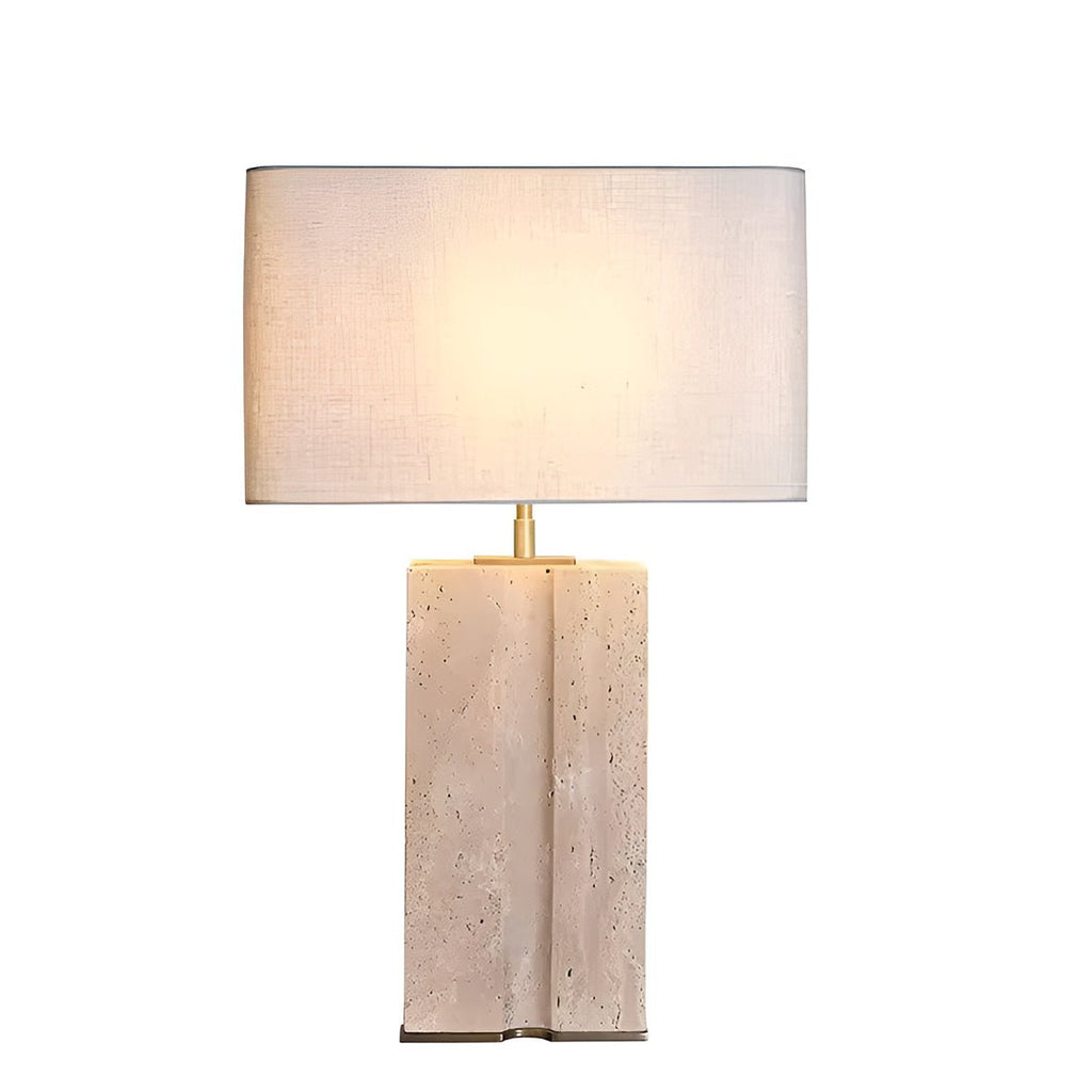 Serene Home 25" Marble Table Lamp with Linen Rectangular Shade - Serene Luminaire