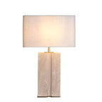 Serene Home 25" Marble Table Lamp with Linen Rectangular Shade - Serene Luminaire