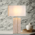 Serene Home 25" Marble Table Lamp with Linen Rectangular Shade - Serene Luminaire