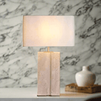 Serene Home 25" Marble Table Lamp with Linen Rectangular Shade - Serene Luminaire