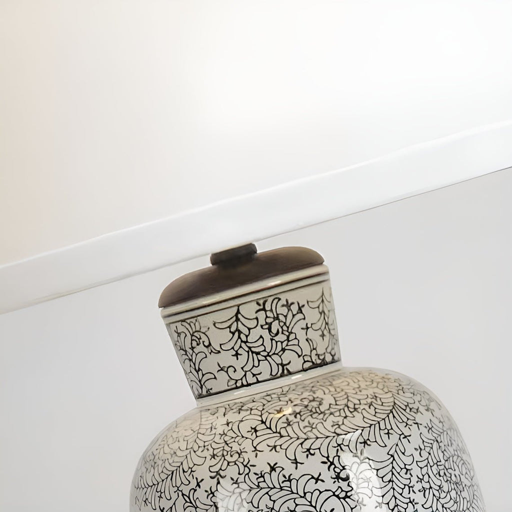 Serene Home Maria 17" Ceramic Cottage Table Lamp with Floral Pattern - Serene Luminaire