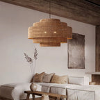 Soleil 3 - Tier Rattan Drum Chandelier - Serene Luminaire