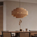 Soleil 3 - Tier Rattan Drum Chandelier - Serene Luminaire